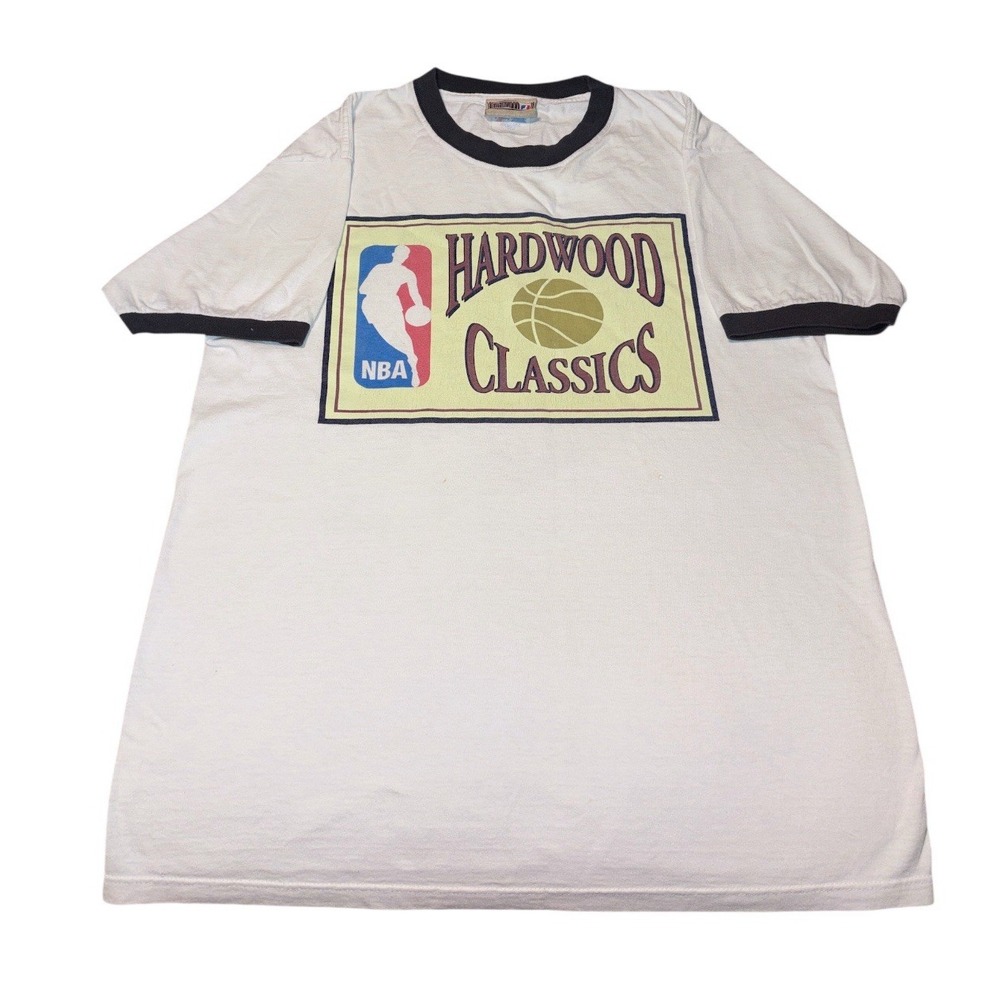 Vintage Hardwood Classics Ringer Tee NBA Men's Large Majestic USA White